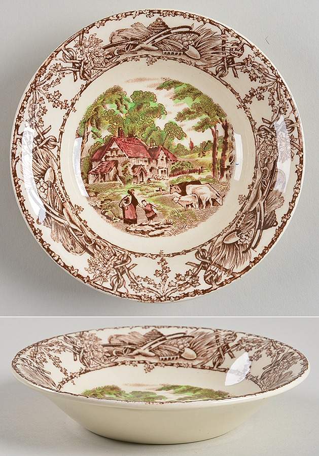 Rural Scenes Brown Multicolor Fruit/Dessert (Sauce) Bowl by Arthur J Wilkinson-1