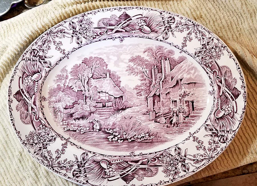 Rural Scenes Purple (Round) 16" Oval Serving Platter by Arthur J Wilkinson-1