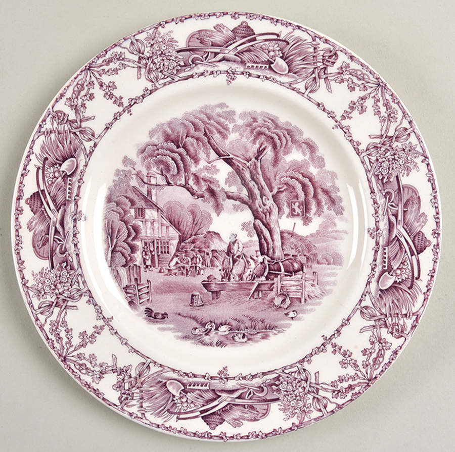 Rural Scenes Purple (Round) Salad Plate by Arthur J Wilkinson-1