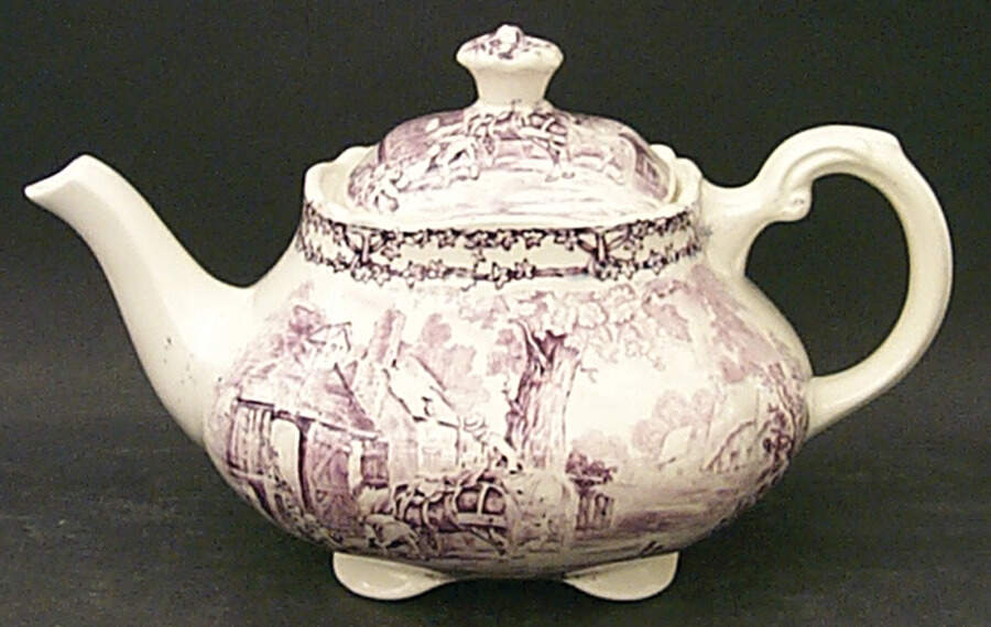 Rural Scenes Purple (Round) Teapot & Lid by Arthur J Wilkinson-1
