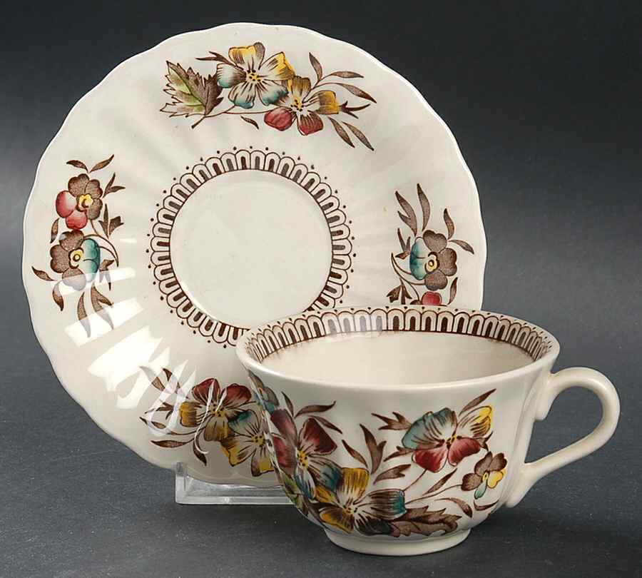 Meadow Flat Cup & Saucer Set by Wade (England)-1