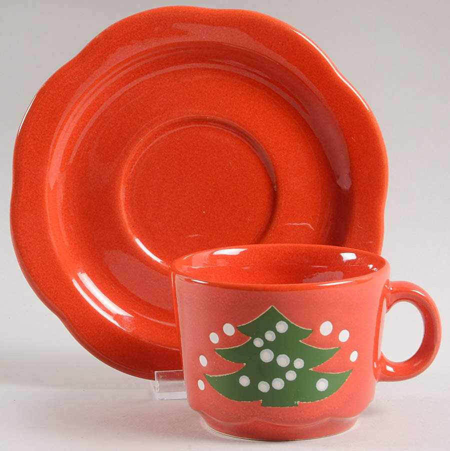 Christmas Tree Flat Cup & Saucer Set by Waechtersbach-1