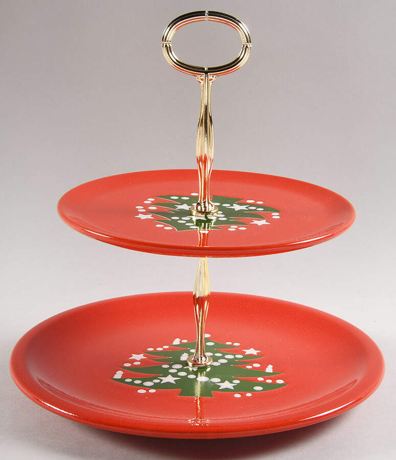 Christmas Tree 6 5/8"-10"  2 Tiered Serving Tray (Dp, Sp) HC by Waechtersbach-1