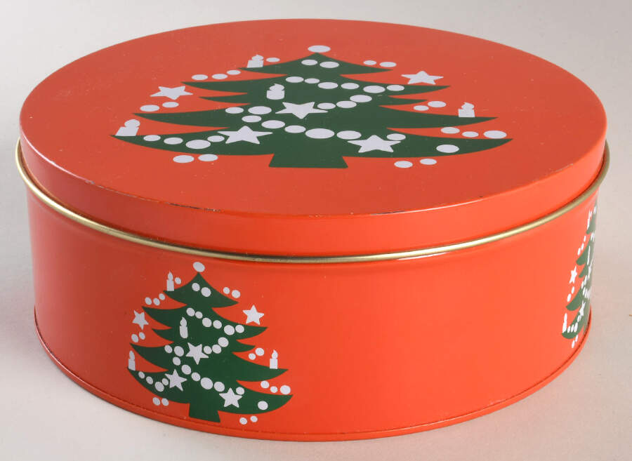 Christmas Tree Round Storage Tin with Lid Large by Waechtersbach-1