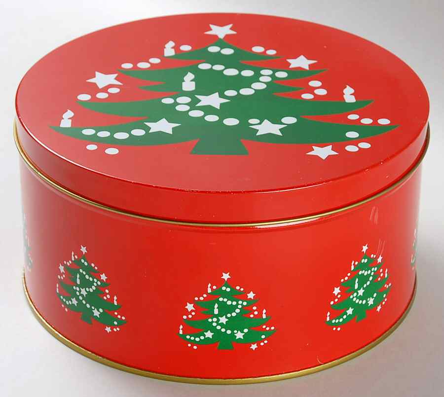 Christmas Tree Round Metal Box with Lid by Waechtersbach-1