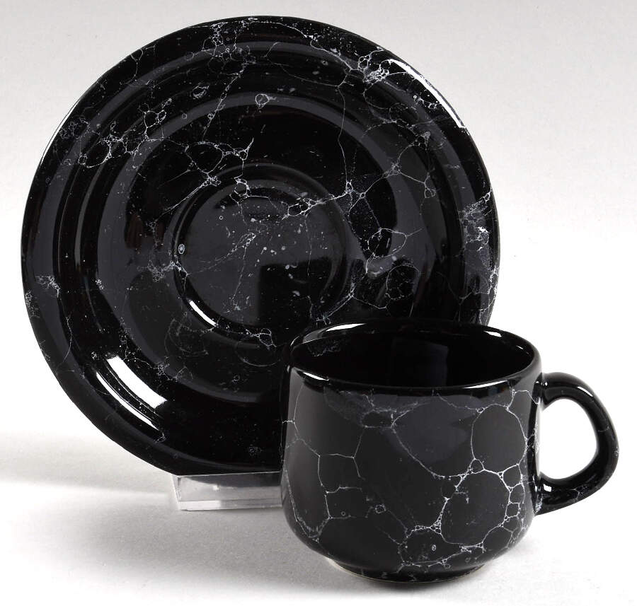 Marble Black Flat Cup & Saucer Set by Waechtersbach-1