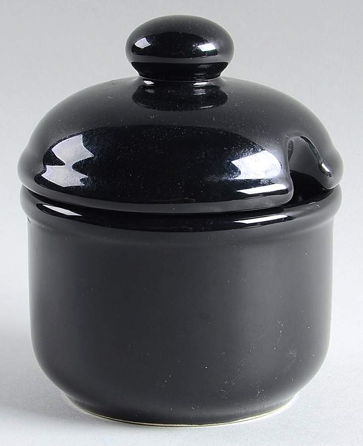 Solid Colours Black Sugar Bowl & Lid by Waechtersbach-1