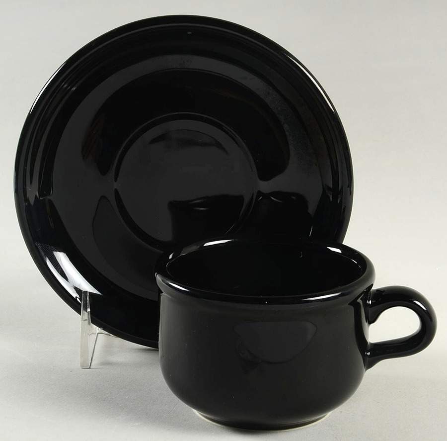 Solid Colours Black Flat Cup & Saucer Set by Waechtersbach-1