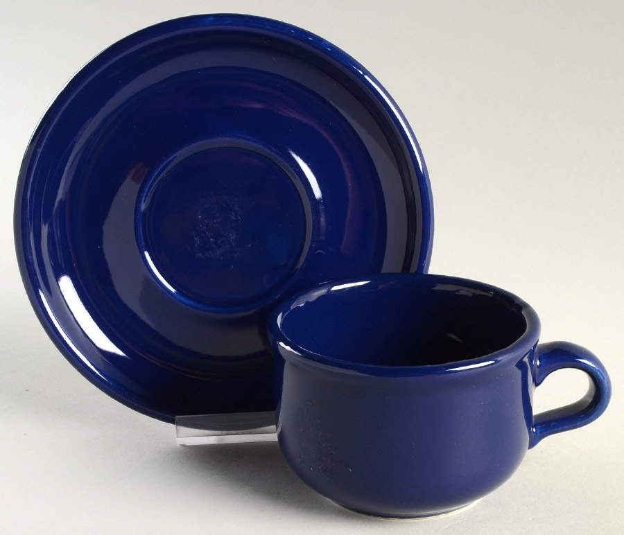 Solid Colours Cobalt Blue Flat Cup & Saucer Set by Waechtersbach-1