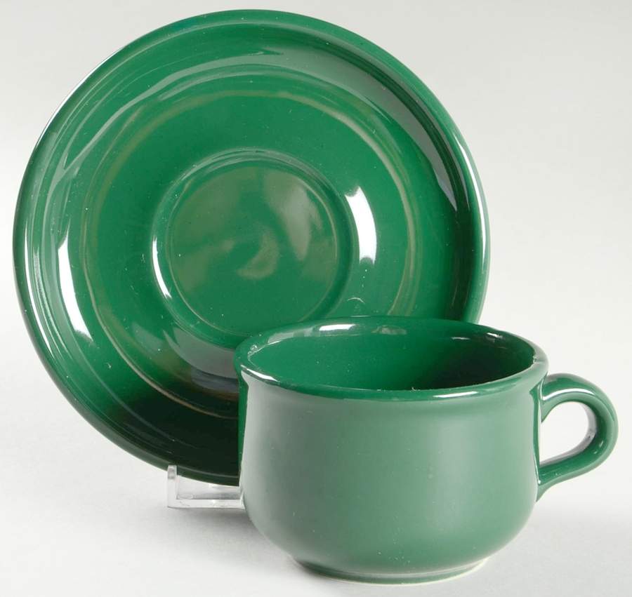 Solid Colours Hunter Green Flat Cup & Saucer Set by Waechtersbach-1