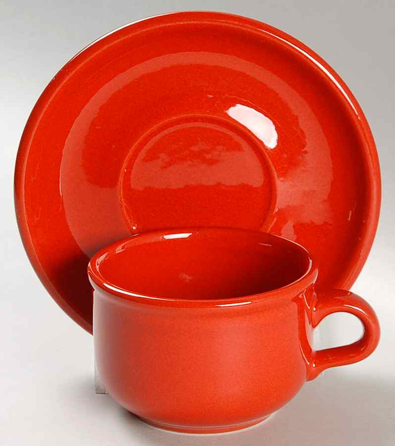 Solid Colours Red Flat Cup & Saucer Set by Waechtersbach-1