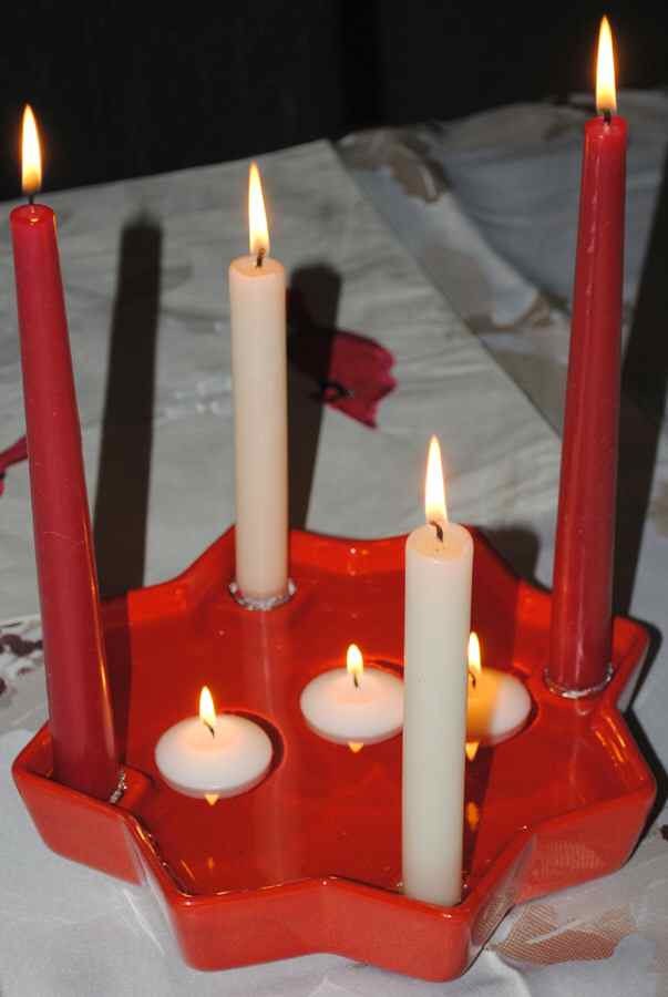 Solid Colours Red Four Light Candlestick by Waechtersbach-1