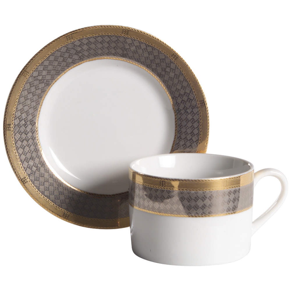 Aegean Flat Cup & Saucer Set by Wallace Heritage (Japan)-1