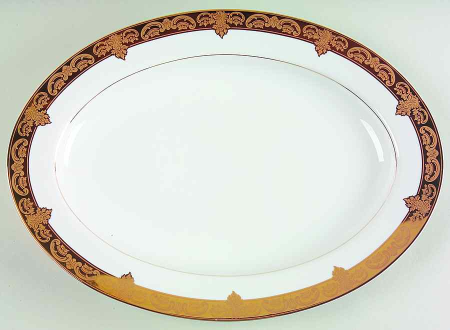 Grande Baroque Gold 14" Oval Serving Platter by Wallace Heritage (Japan)-1