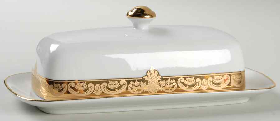 Grande Baroque Gold 1/4 Lb Covered Butter by Wallace Heritage (Japan)-1