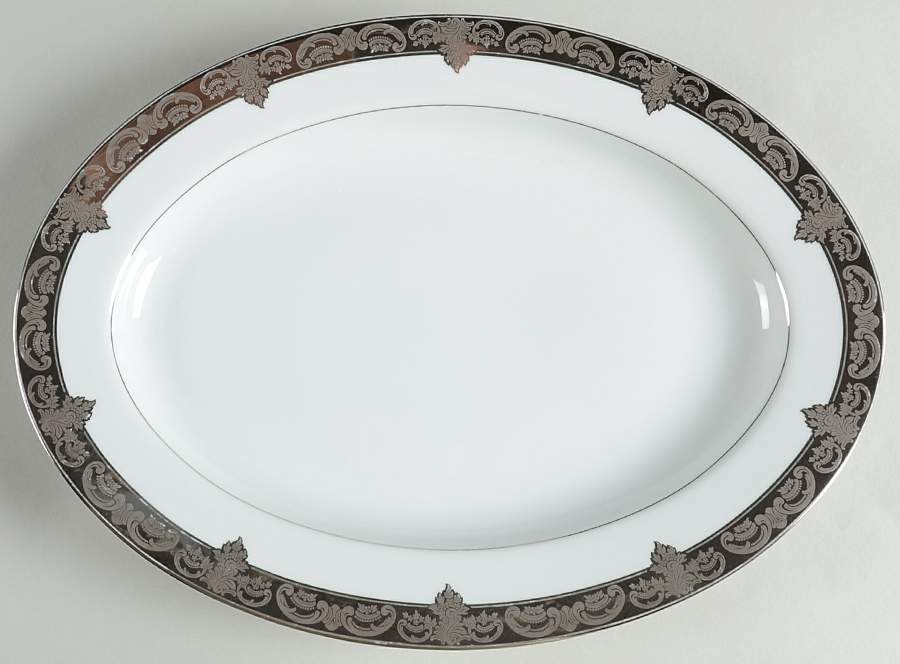 Grande Baroque Platinum 14" Oval Serving Platter by Wallace Heritage (Japan)-1