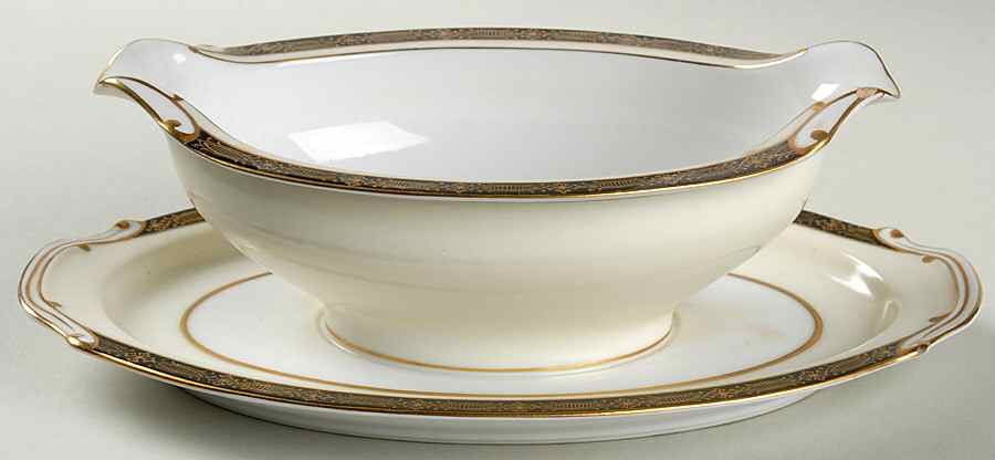 Tiffany Gravy Boat with Attached Underplate by Wako-1