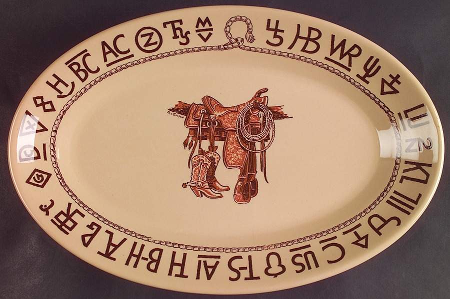 Boots & Saddle 15" Oval Serving Platter by Wallace (American)-1