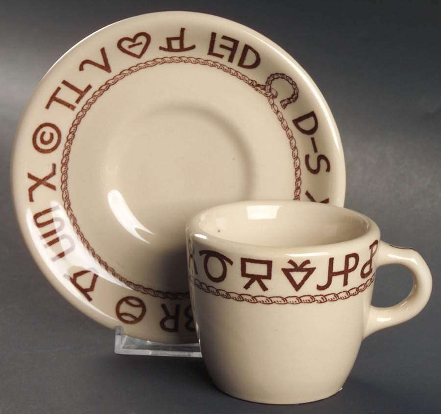 Boots & Saddle Flat Cup & Saucer Set by Wallace (American)-1