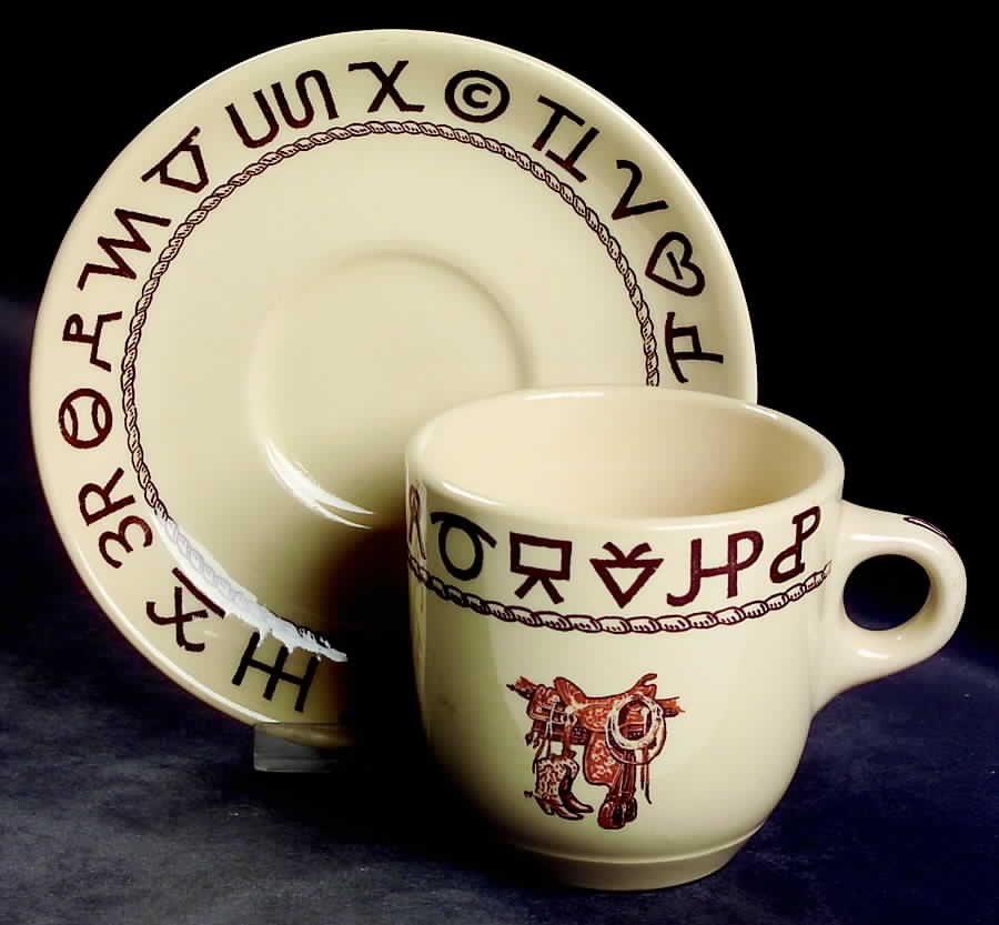 Boots & Saddle Oversized Cup & Saucer Set by Wallace (American)-1