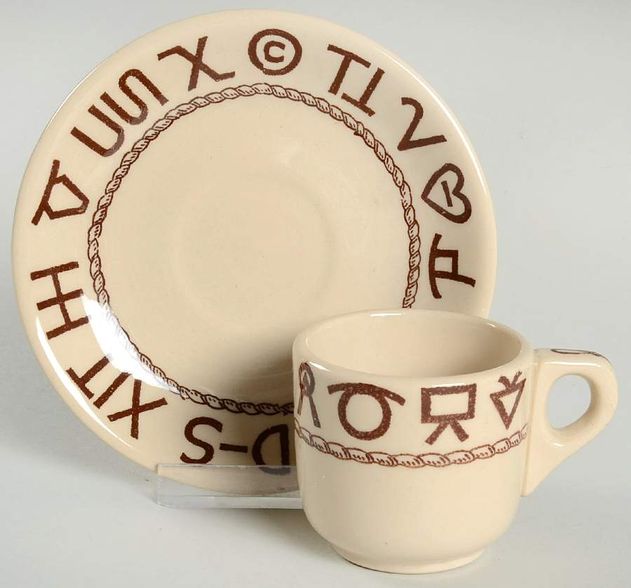 Boots & Saddle Flat Demitasse Cup & Saucer Set by Wallace (American)-1