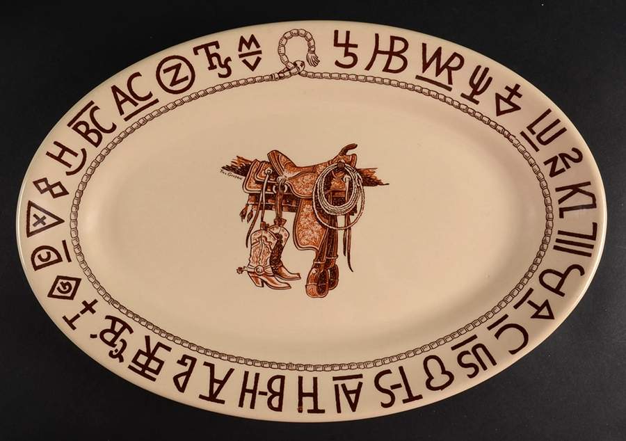 Boots & Saddle 15" Oval Serving Platter by Wallace (American)-1