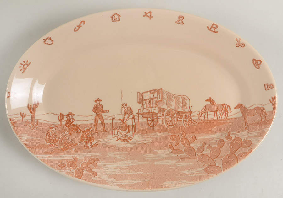 Chuck Wagon 13" Oval Serving Platter by Wallace (American)-1