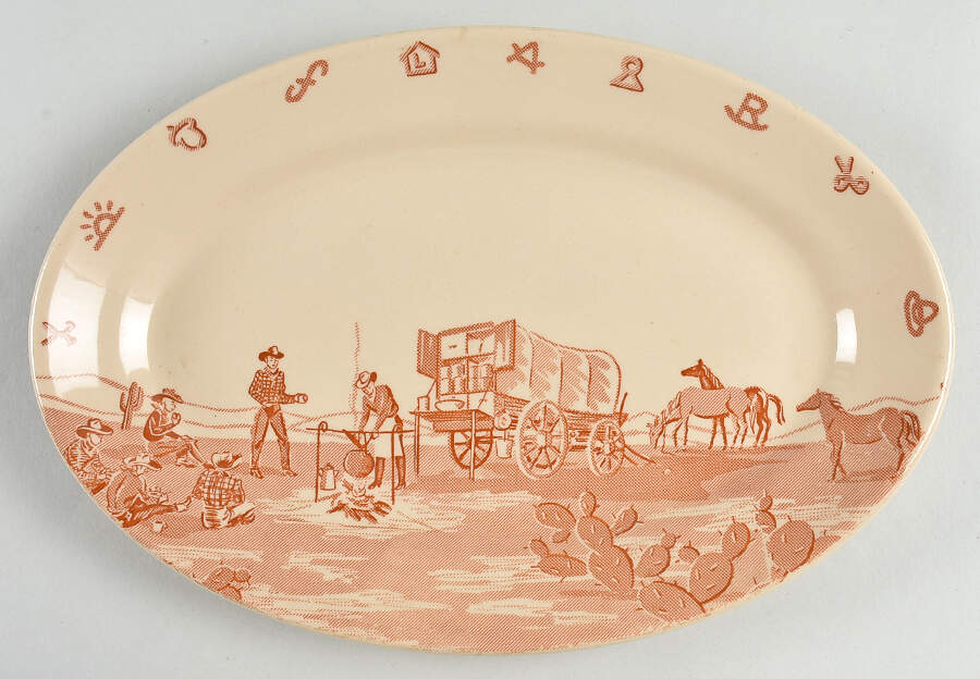 Chuck Wagon 11" Oval Serving Platter by Wallace (American)-1