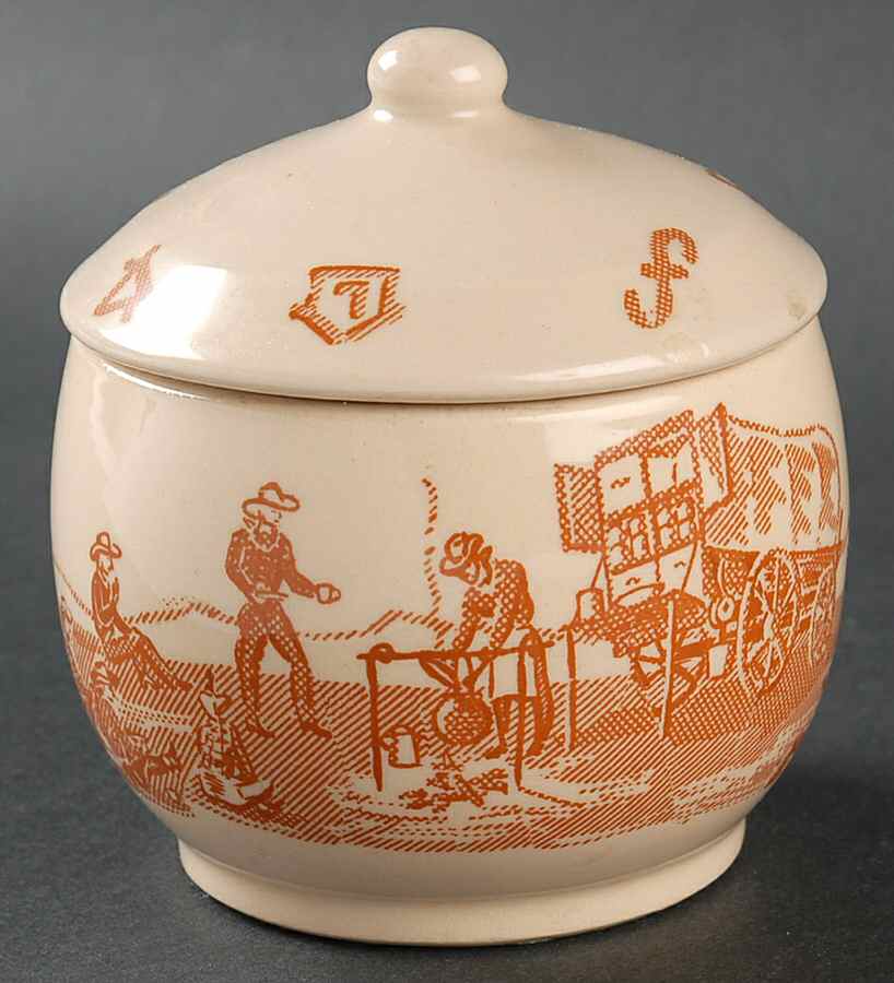 Chuck Wagon Sugar Bowl & Lid by Wallace (American)-1