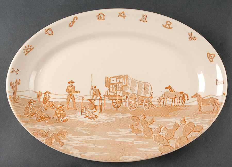 Chuck Wagon 12" Oval Serving Platter by Wallace (American)-1