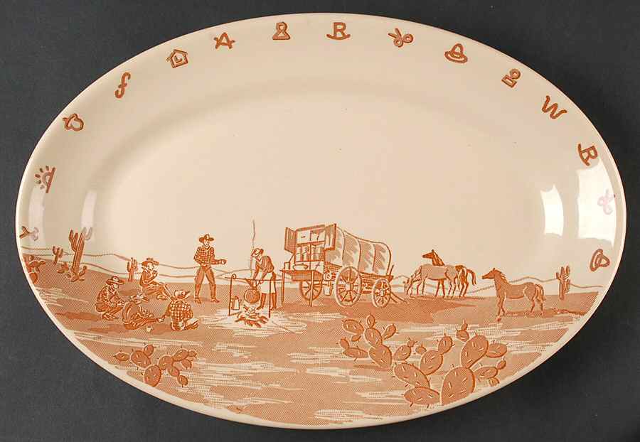 Chuck Wagon 15" Oval Serving Platter by Wallace (American)-1
