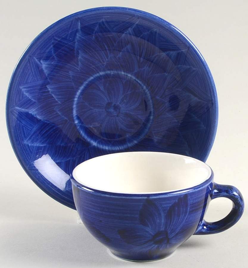 Dahlia Flat Cup & Saucer Set by Wallace (American)-1