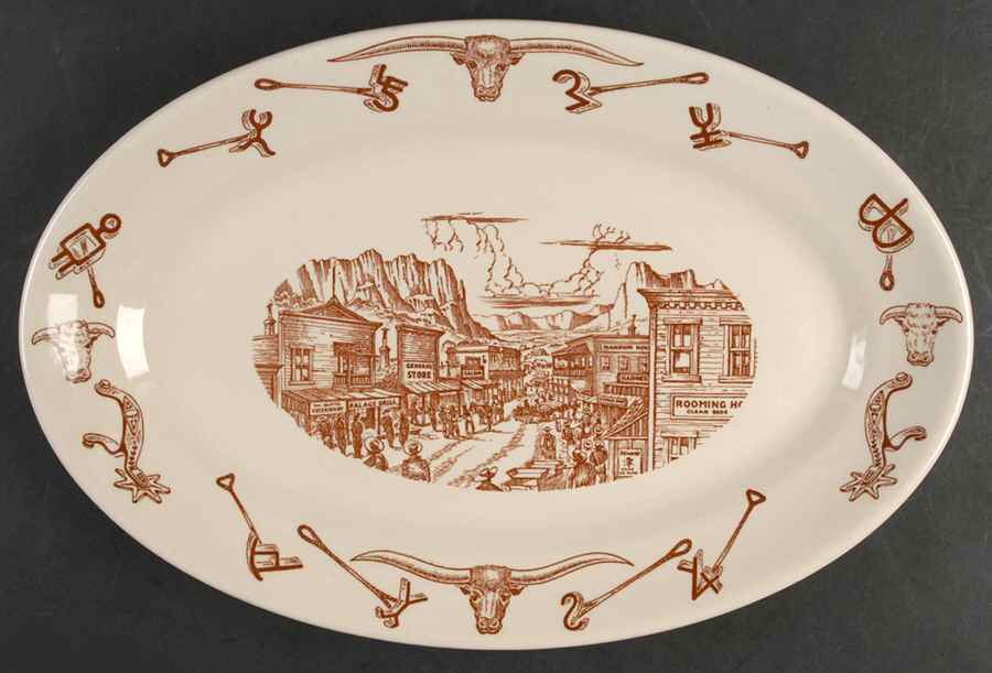 El Rancho 14" Oval Serving Platter by Wallace (American)-1