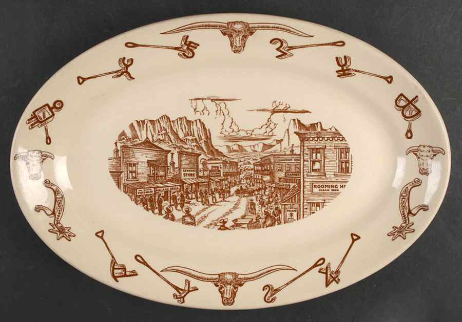El Rancho 13" Oval Serving Platter by Wallace (American)-1