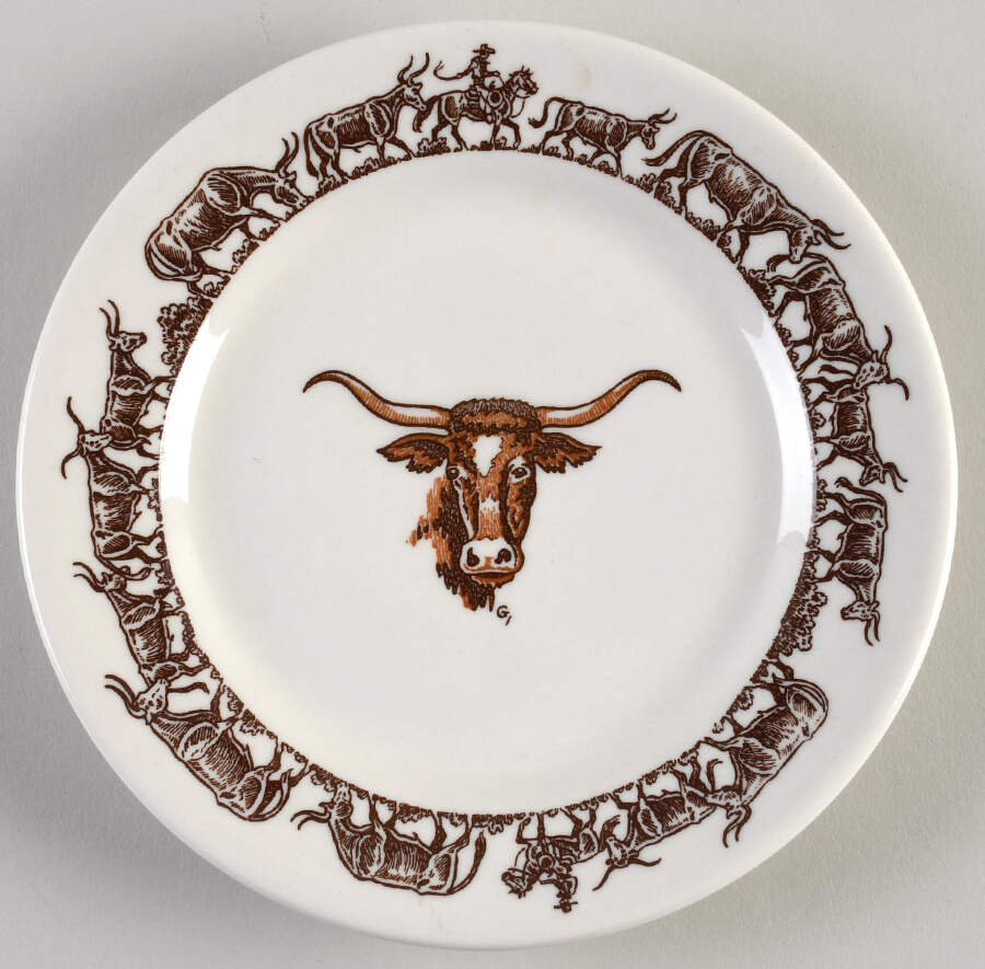 Long Horn (Westward Ho) Salad Plate by Wallace (American)-1