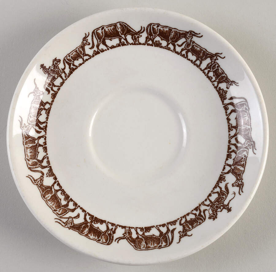 Long Horn (Westward Ho) Saucer for Jumbo Cup by Wallace (American)-1