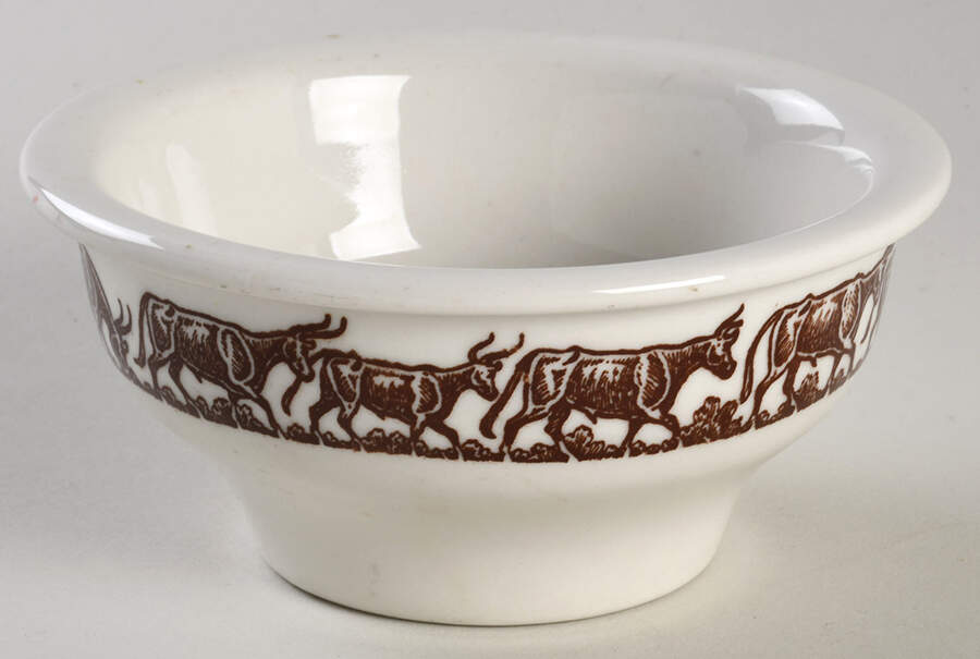 Long Horn (Westward Ho) Fruit/Dessert (Sauce) Bowl by Wallace (American)-1