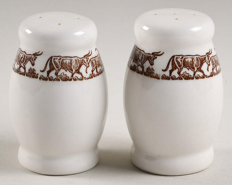 Long Horn (Westward Ho) Salt & Pepper Set by Wallace (American)-1