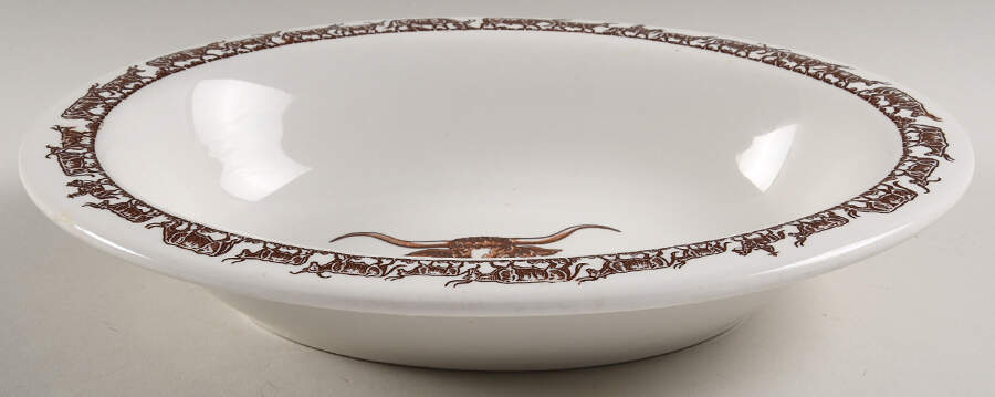 Long Horn (Westward Ho) 12" Oval Vegetable Bowl by Wallace (American)-1