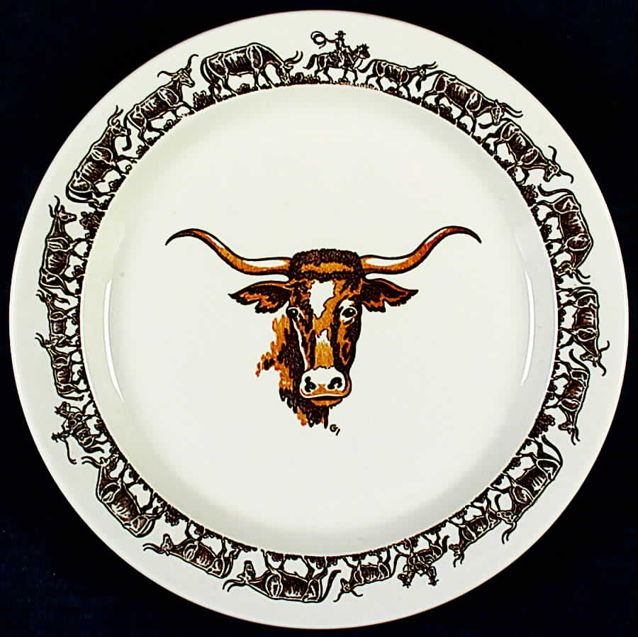 Long Horn (Westward Ho) Dinner Plate by Wallace (American)-1