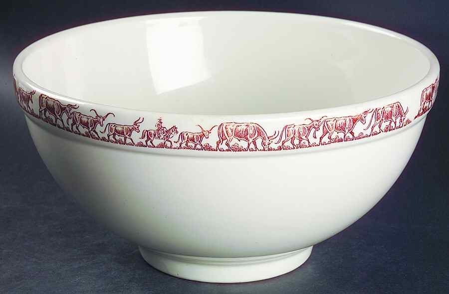 Long Horn (Westward Ho) 12" Mixing Bowl by Wallace (American)-1