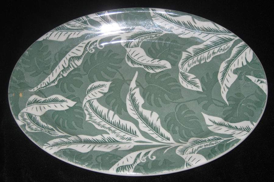 Palm Green (USA) 12" Oval Serving Platter by Wallace (American)-1