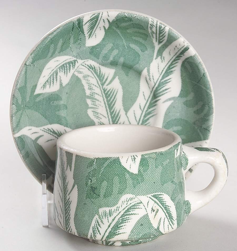 Palm Green (USA) Flat Cup & Saucer Set by Wallace (American)-1