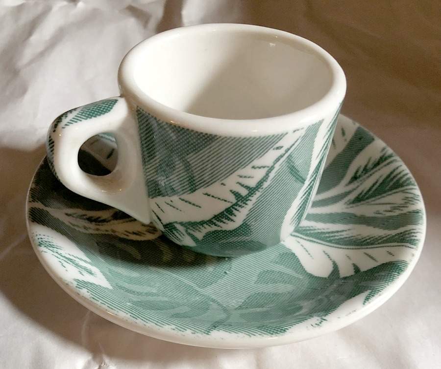 Palm Green (USA) Flat Demitasse Cup & Saucer Set by Wallace (American)-1