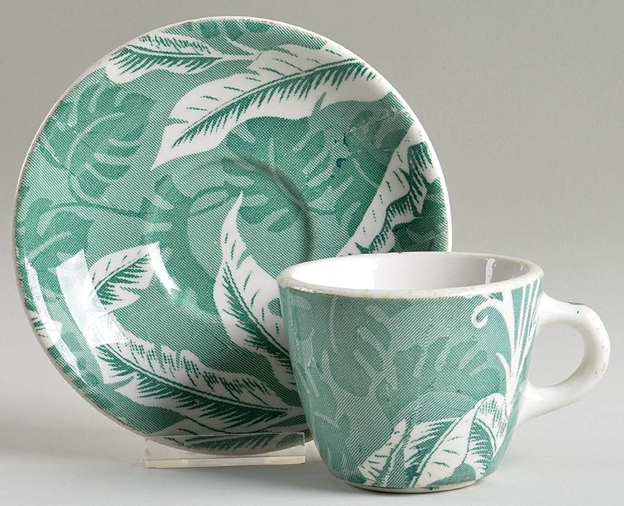 Palm Green (USA) Flat Cup & Saucer Set by Wallace (American)-1