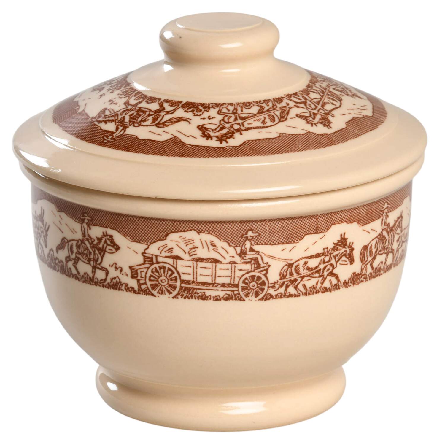 Pioneer Trails Brown Sugar Bowl & Lid by Wallace (American)-1