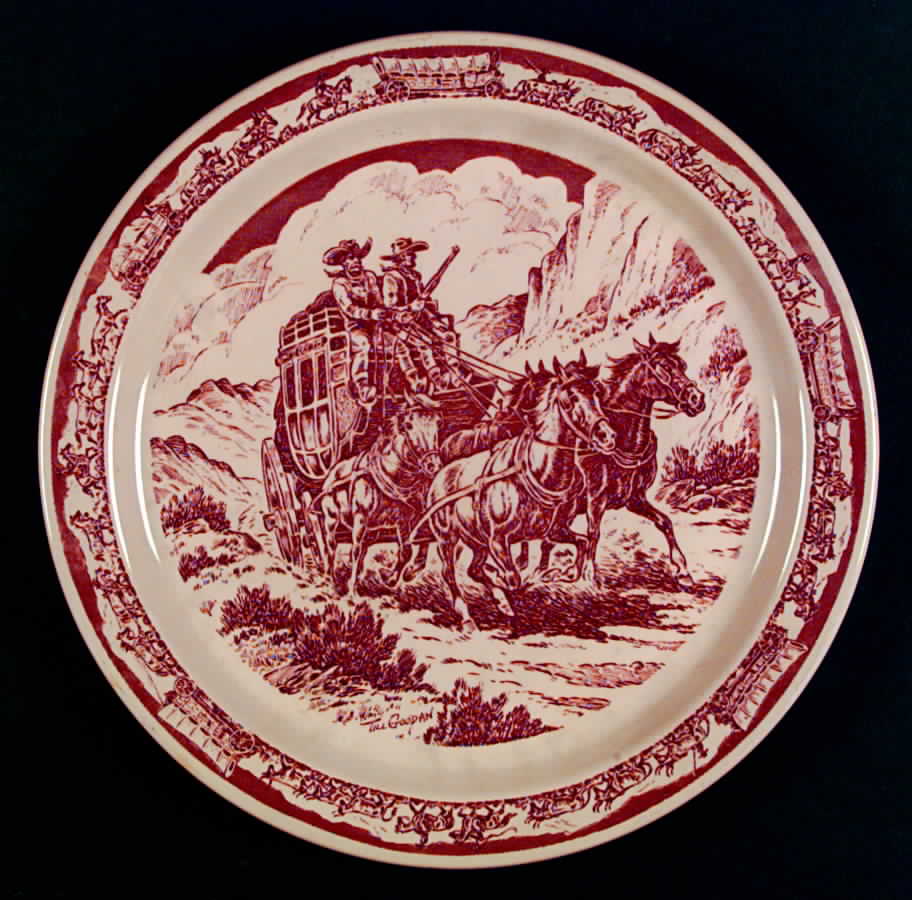 Pioneer Trails Brown 13" Chop Plate (Round Platter) by Wallace (American)-1