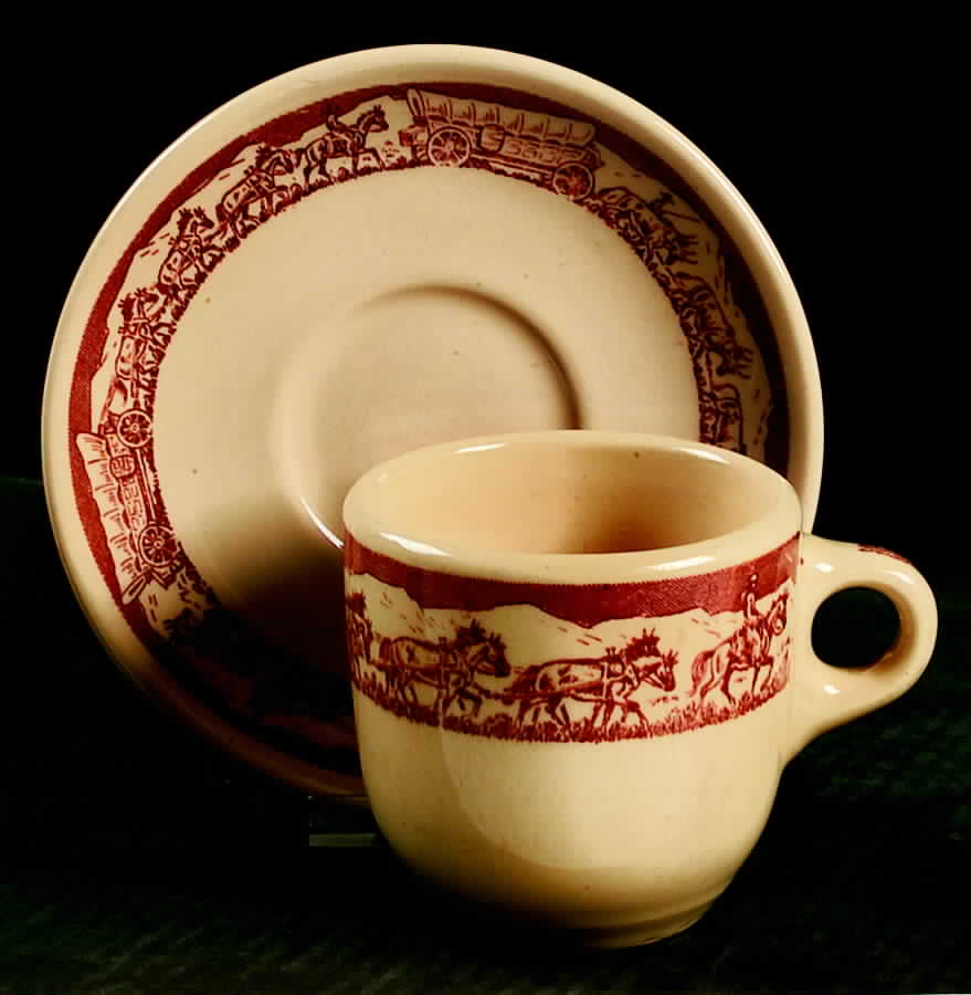Pioneer Trails Brown Oversized Cup & Saucer Set by Wallace (American)-1