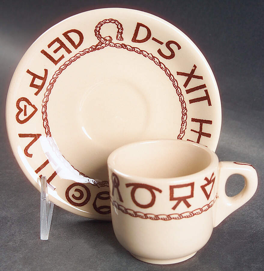 Rodeo Flat Demitasse Cup & Saucer Set by Wallace (American)-1
