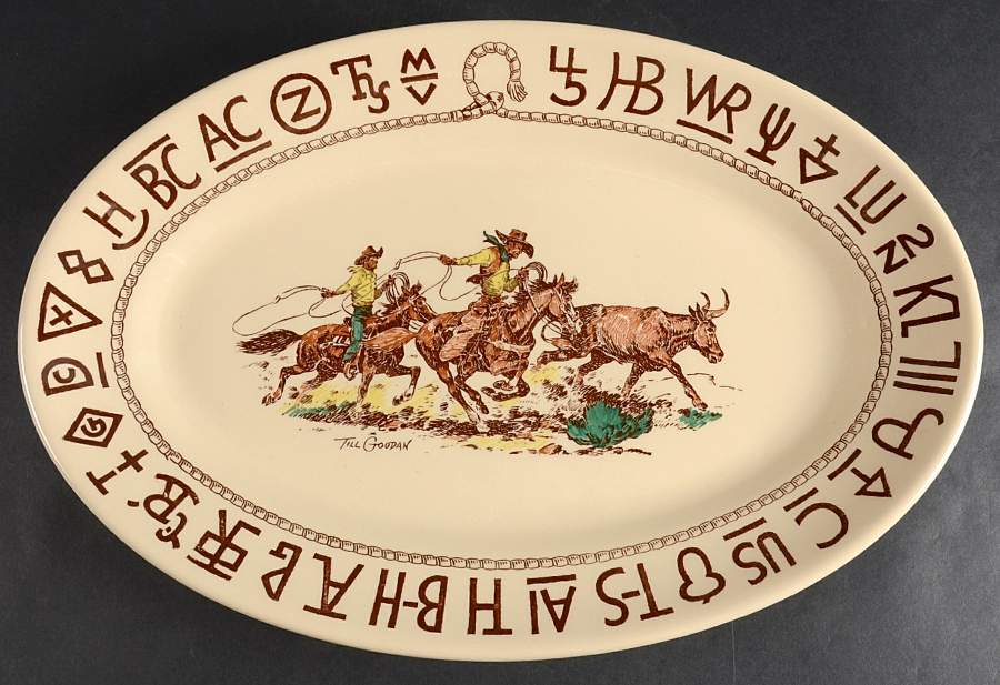 Rodeo 15" Oval Serving Platter by Wallace (American)-1